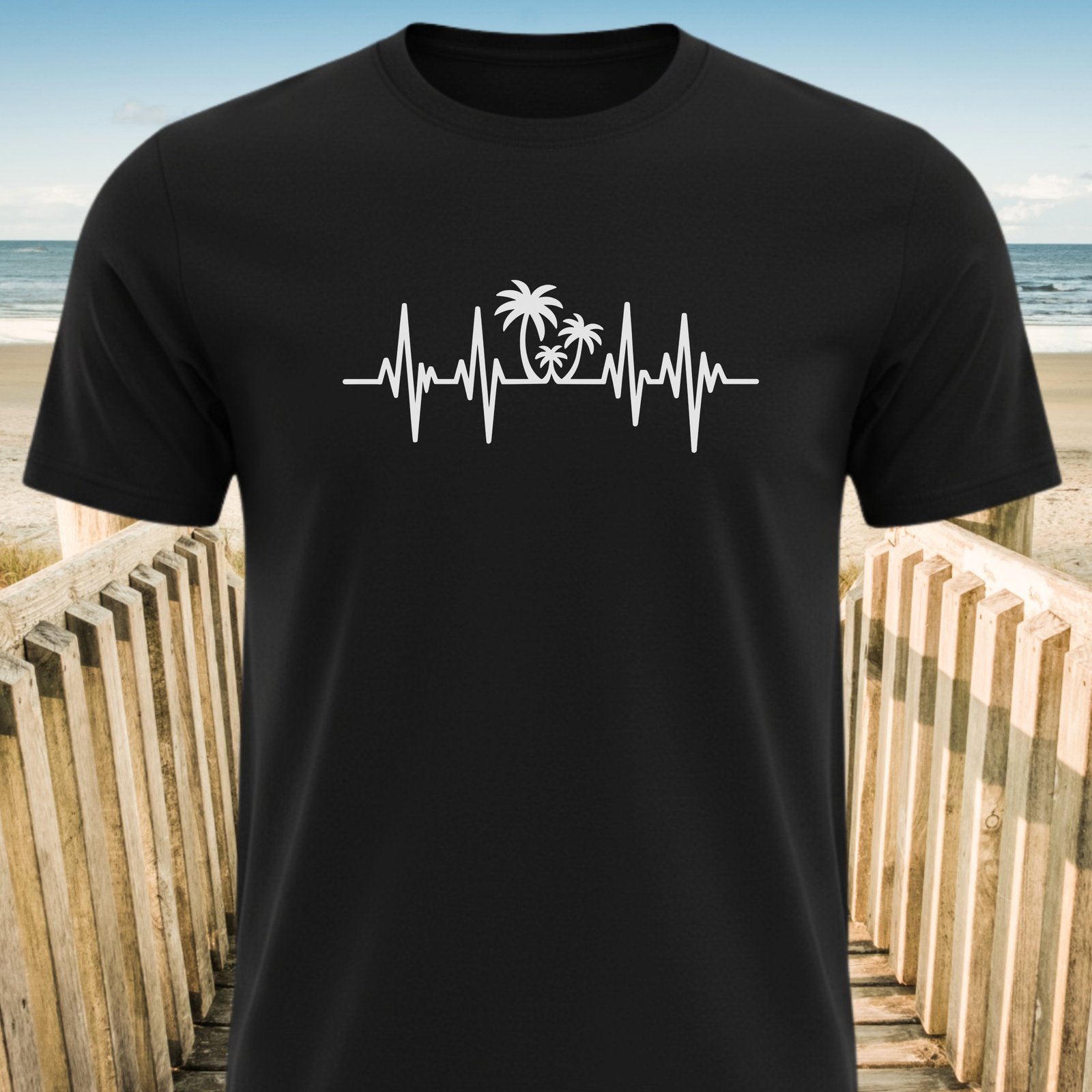 Heartbeat Palm Trees Travel T-Shirt