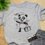 Panda at Airport Cartoon T-Shirt