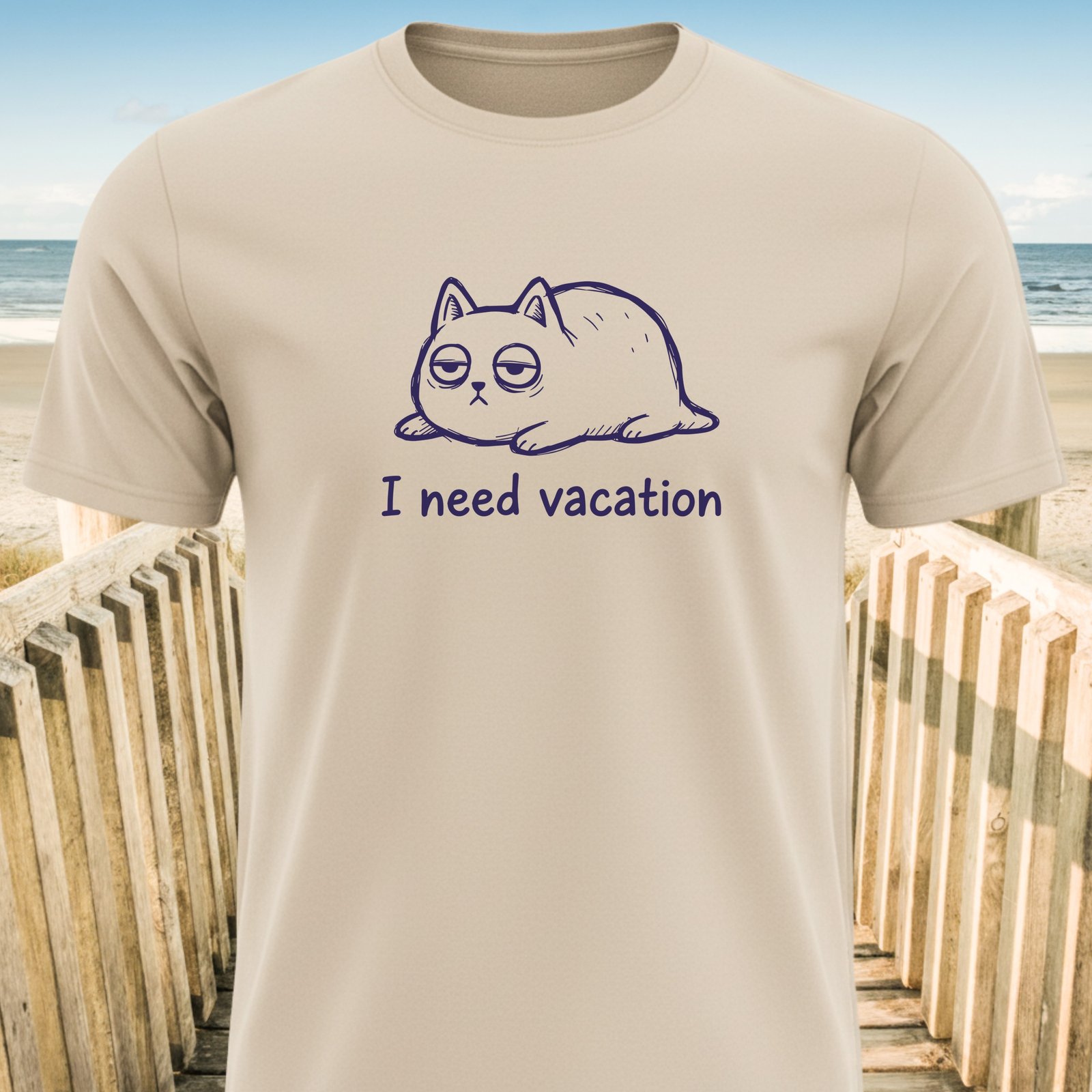 I Need Vacation Tired Cat T-Shirt