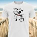 Panda at Airport Cartoon T-Shirt