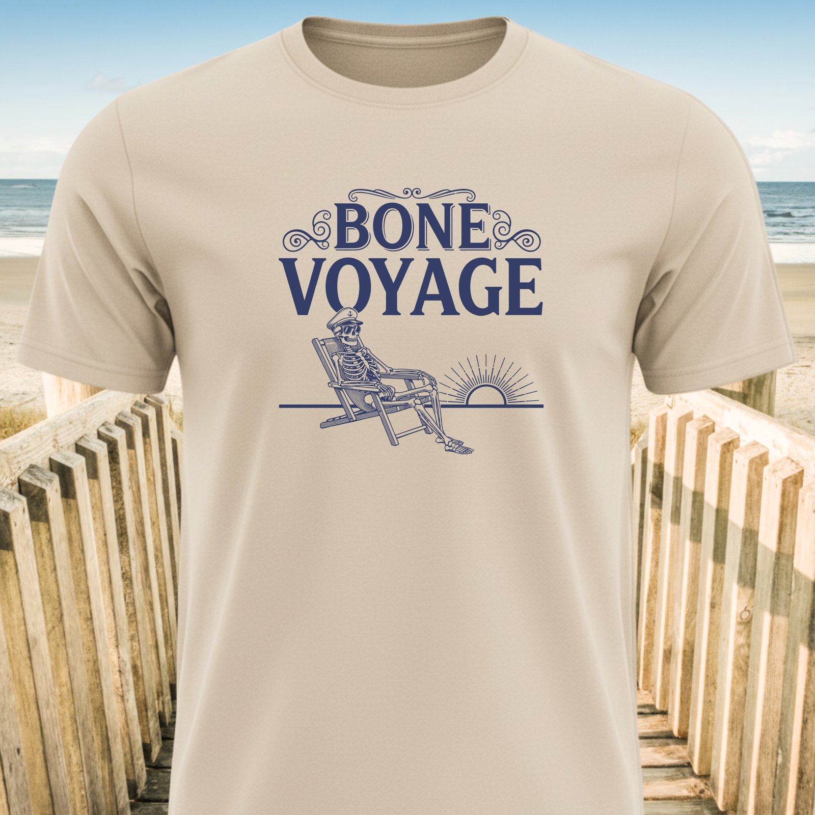 Bone Voyage Skeleton on Chair T-Shirt