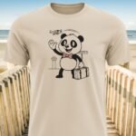 Panda at Airport Cartoon T-Shirt
