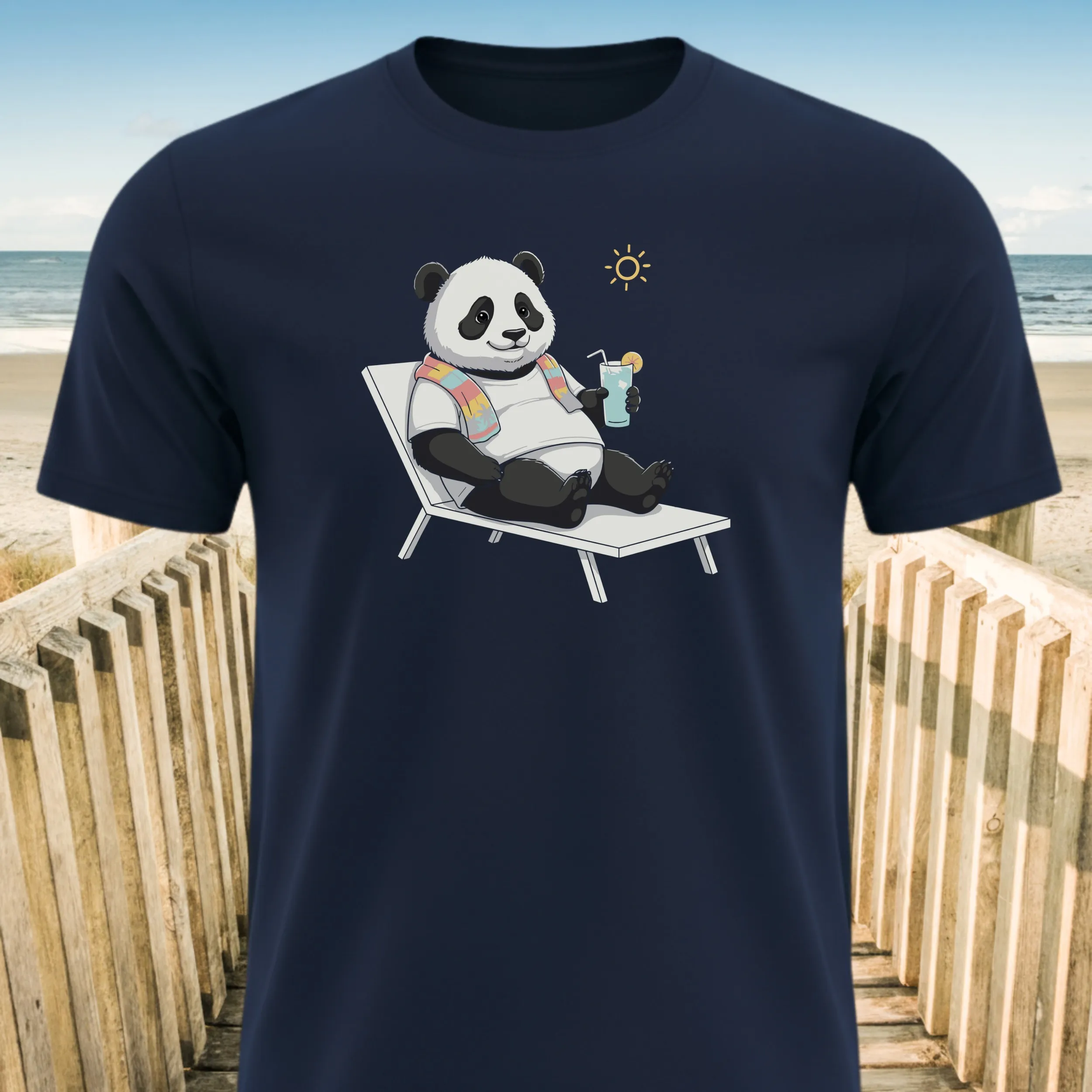 Panda Chilling Beach T-shirts