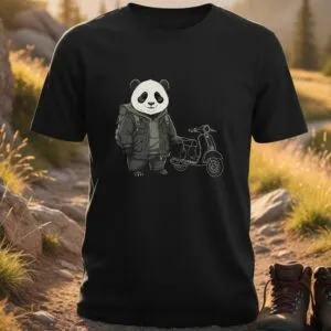 Panda Traveler With Scooter T-shirts