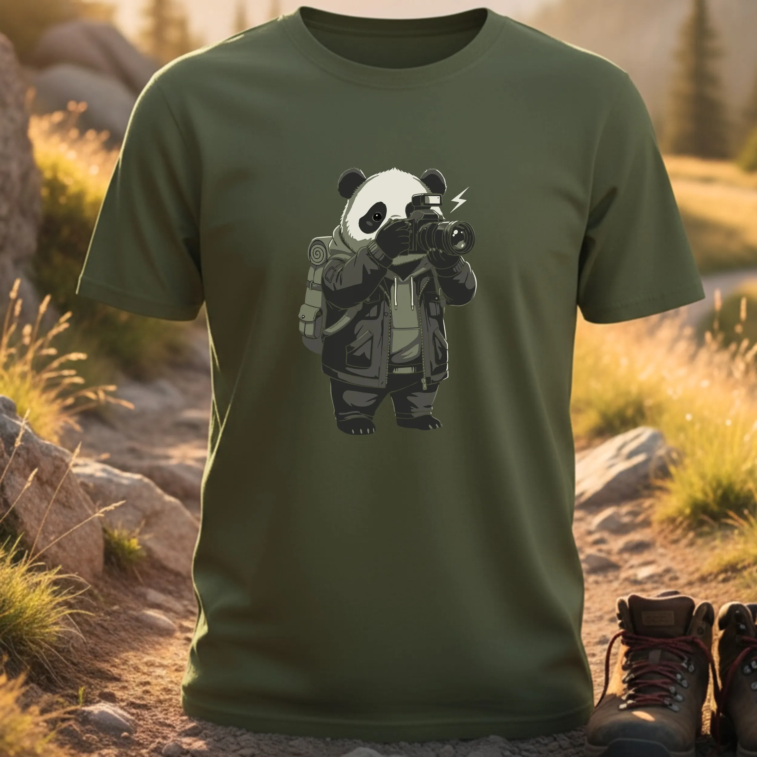 Panda Traveler With Scooter T-shirts