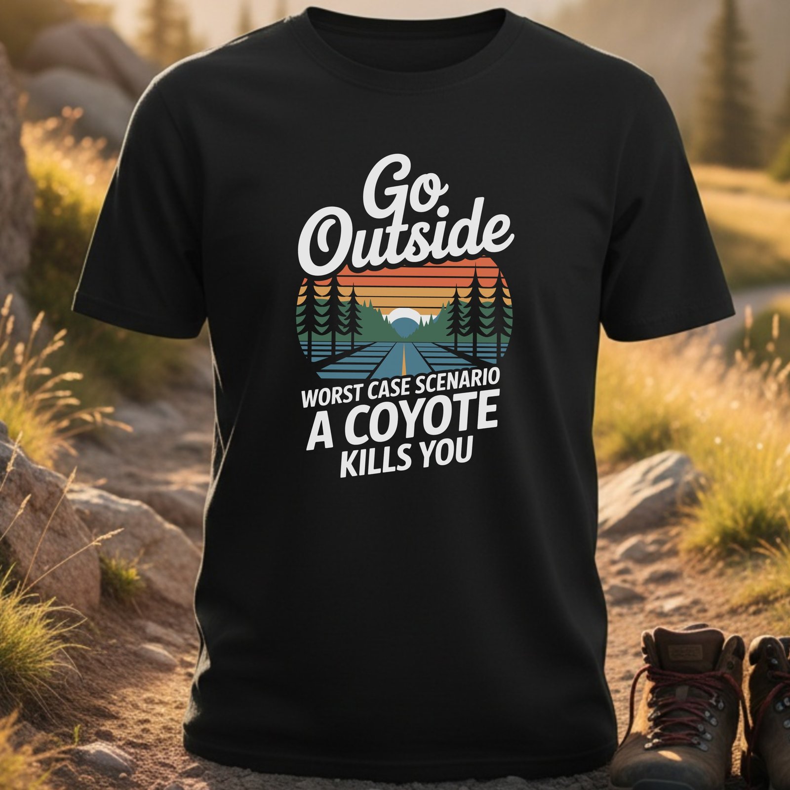 Go Outside Worst Case A Coyote Kills You T-Shirt