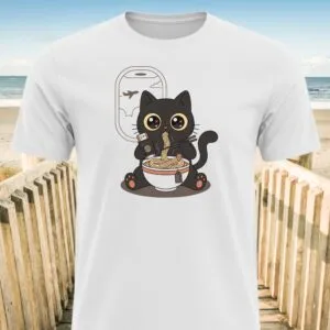 Cat Traveler Eating Ramen T-shirt