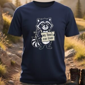 Hungry Raccoon 'Will Travel For Food' T-Shirt